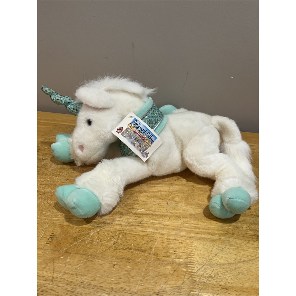 Animal Alley Toys R Us Unicorn Plush Stuffed Animal White Teal‎ Sparkle 18"
